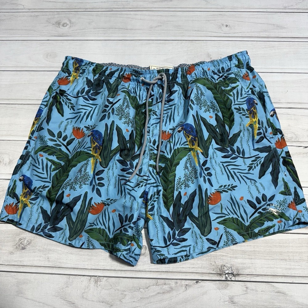 Ted Baker Swim Trunks 36 Blue World is Your Lobster Parrot Hawaiian Shorts